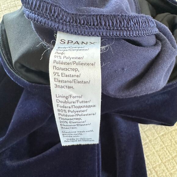 Spanx Womens Rich Navy Velvet Leggings Velour Holiday Party Stretch Size Medium - Picture 8 of 9